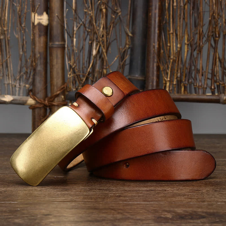Ceinture en cuir décontractée pour homme avec grande boucle à plaque