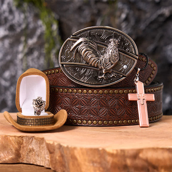 Ensemble de boucles de ceinture, couteau caché, pendentif croix, bague rose, DIY
