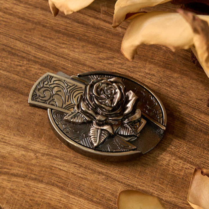 Ensemble de 3 boucles de ceinture à couteau pliant dissimulées en forme de rose et de cerf