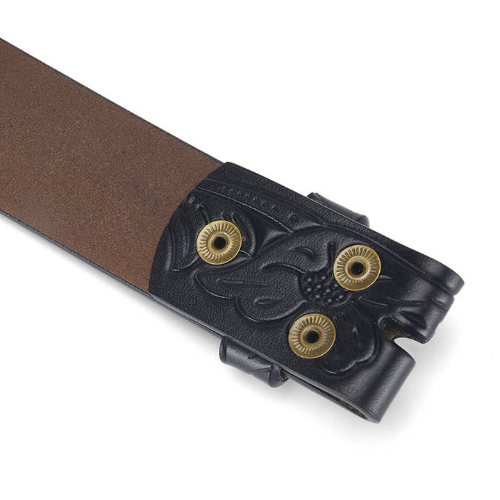 Sangle de ceinture en cuir à motif floral punk en relief sans boucle - image 8
