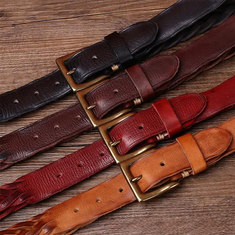 Ceinture en cuir tressée à la main sans trou