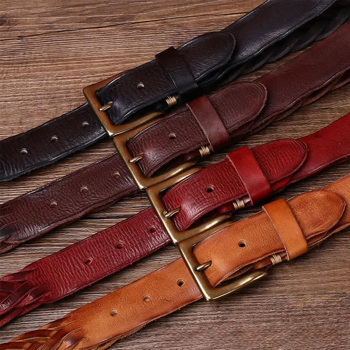 Ceinture en cuir tressée à la main sans trou