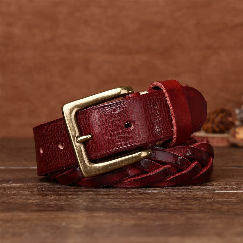 Ceinture en cuir tressée à la main sans trou