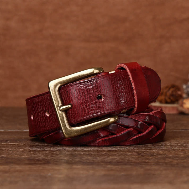 Ceinture en cuir tressée à la main sans trou