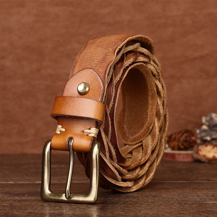 Ceinture en cuir tressée à la main sans trou