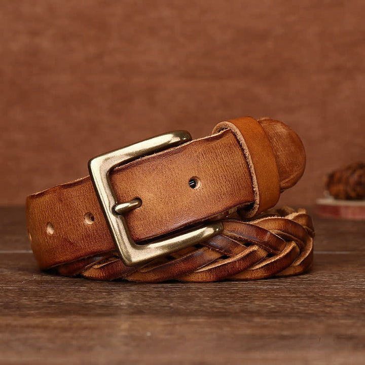 Ceinture en cuir tressée à la main sans trou