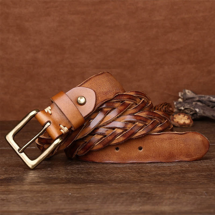 Ceinture en cuir tressée à la main sans trou