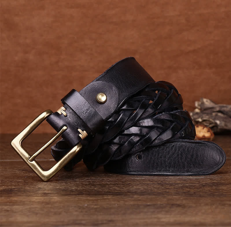 Ceinture en cuir tressée à la main sans trou
