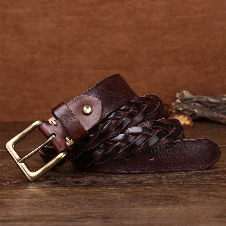 Ceinture en cuir tressée à la main sans trou