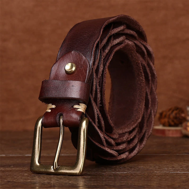 Ceinture en cuir tressée à la main sans trou