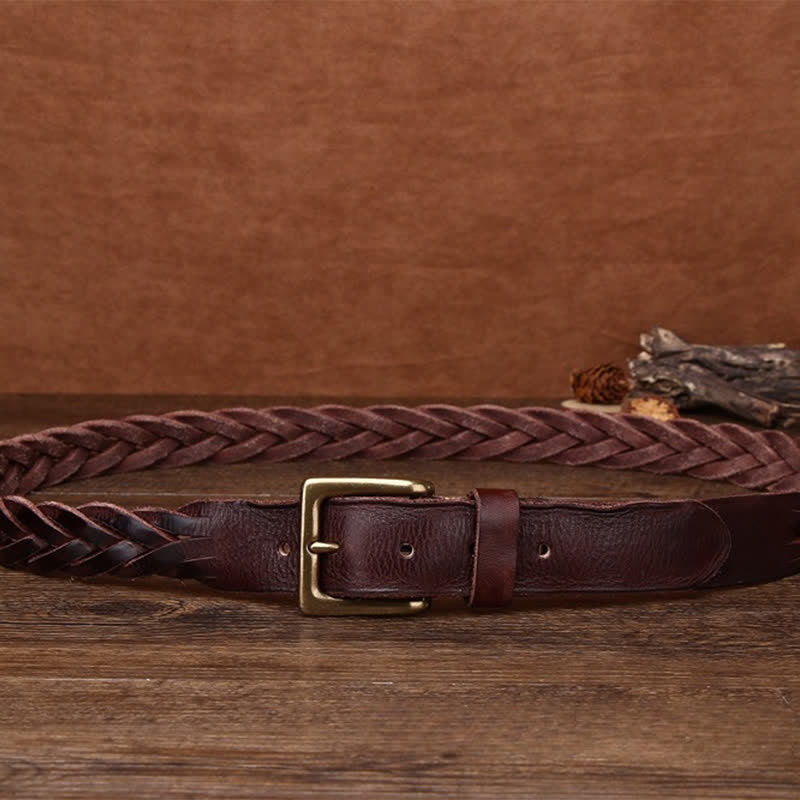 Ceinture en cuir tressée à la main sans trou