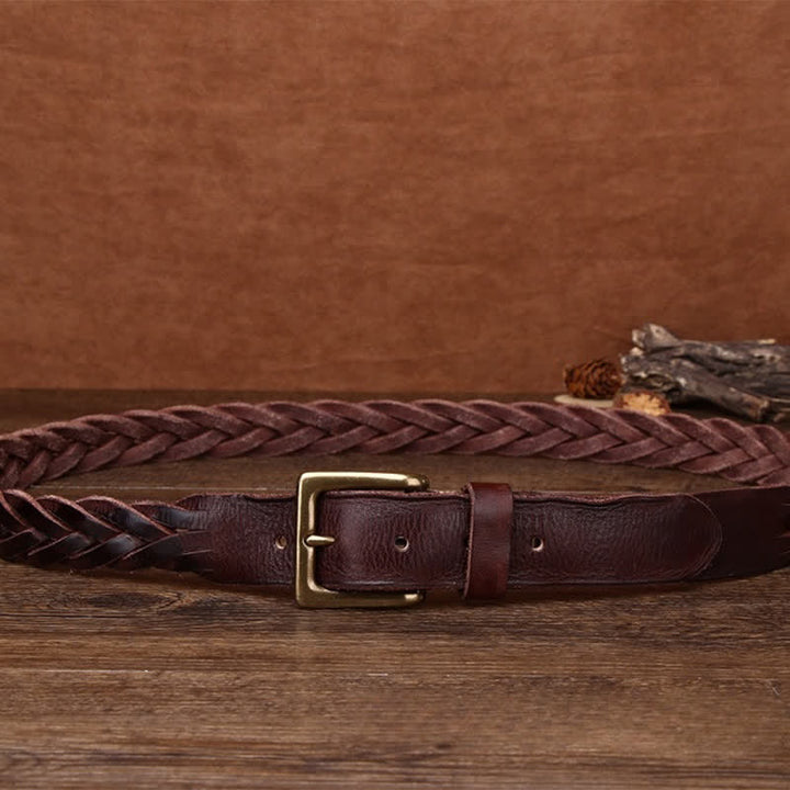 Ceinture en cuir tressée à la main sans trou