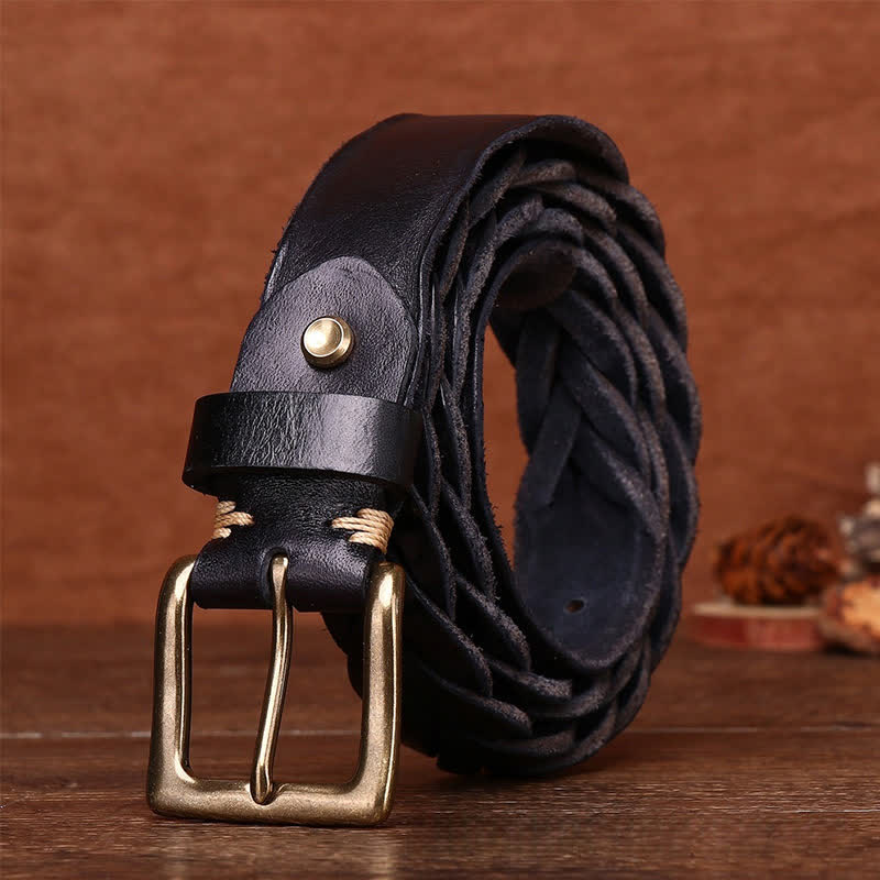 Ceinture en cuir tressée à la main sans trou