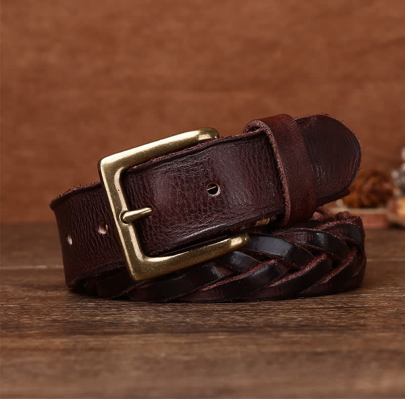 Ceinture en cuir tressée à la main sans trou