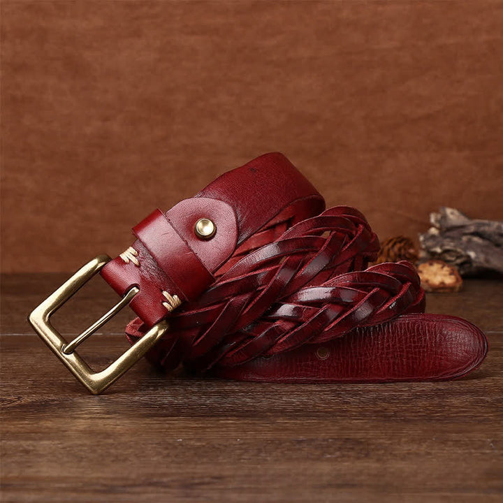 Ceinture en cuir tressée à la main sans trou