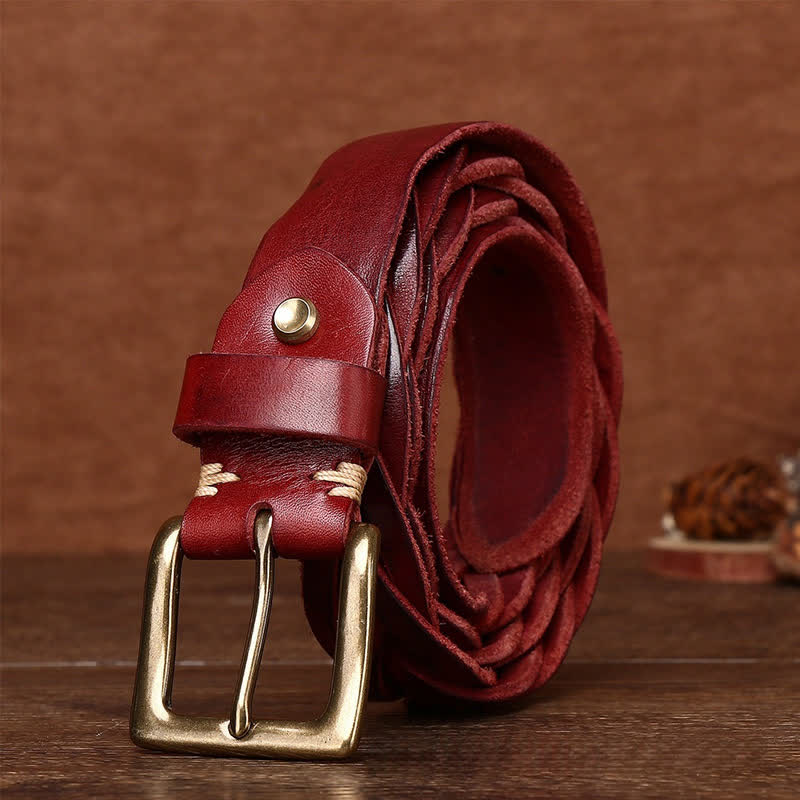 Ceinture en cuir tressée à la main sans trou