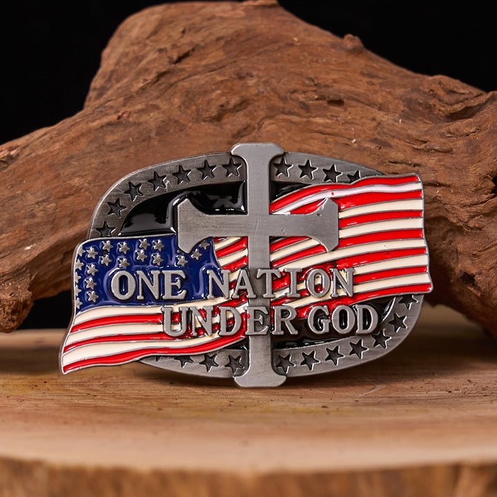 Ceinture en cuir à boucle western DIY One Nation Under God