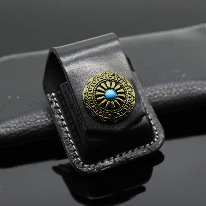 Sac ceinture en cuir avec porte-briquet turquoise indien