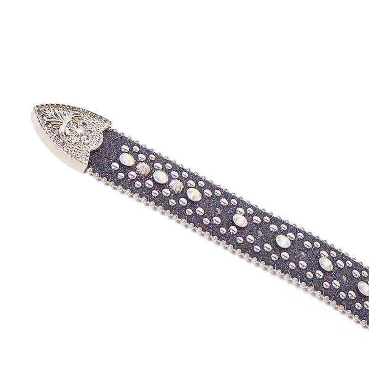 Ceinture en cuir à strass style punk hip-hop pour femme