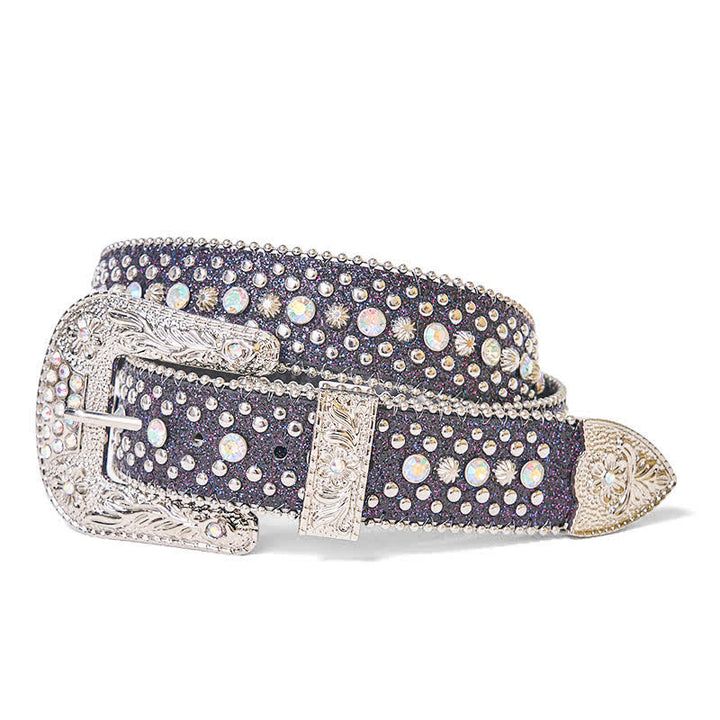 Ceinture en cuir à strass style punk hip-hop pour femme