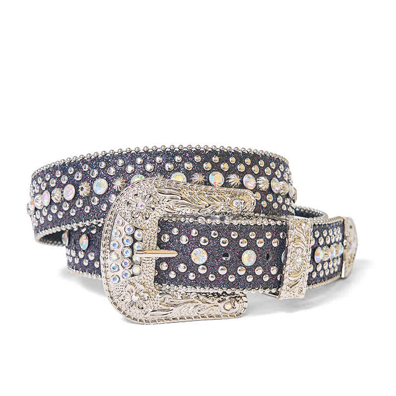 Ceinture en cuir à strass style punk hip-hop pour femme
