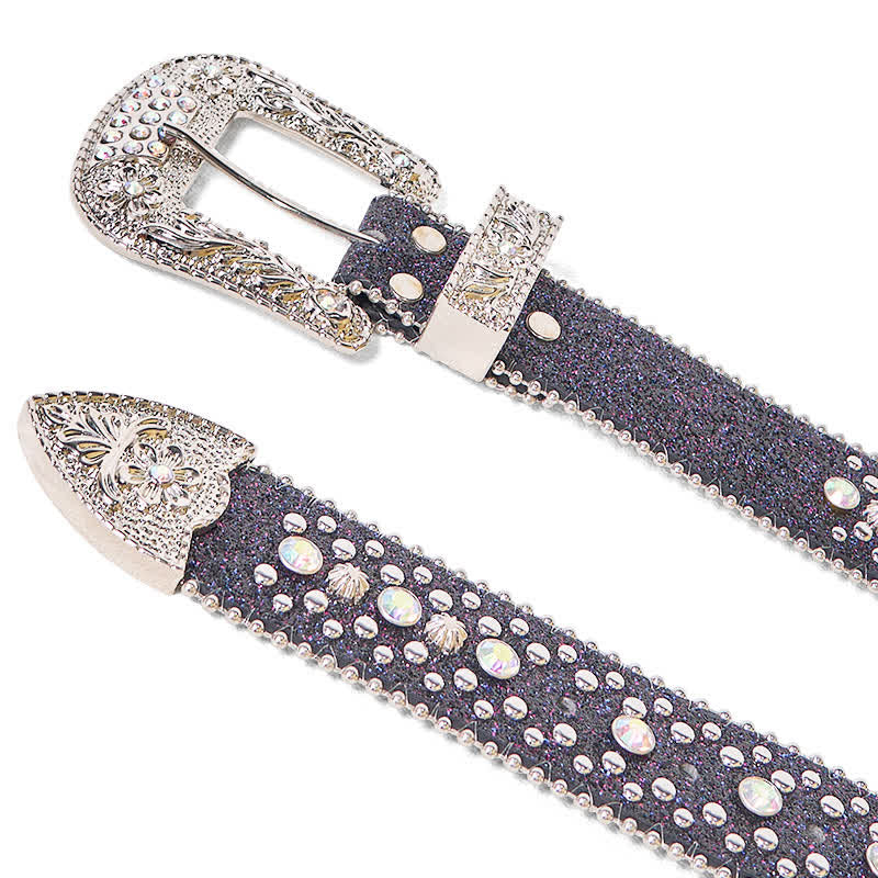 Ceinture en cuir à strass style punk hip-hop pour femme