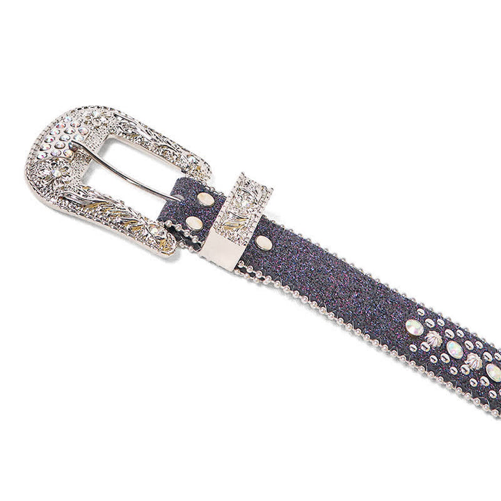 Ceinture en cuir à strass style punk hip-hop pour femme