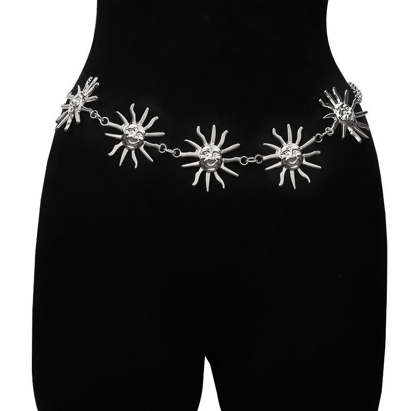 Ceinture en métal avec chaîne lune et étoile pour femme