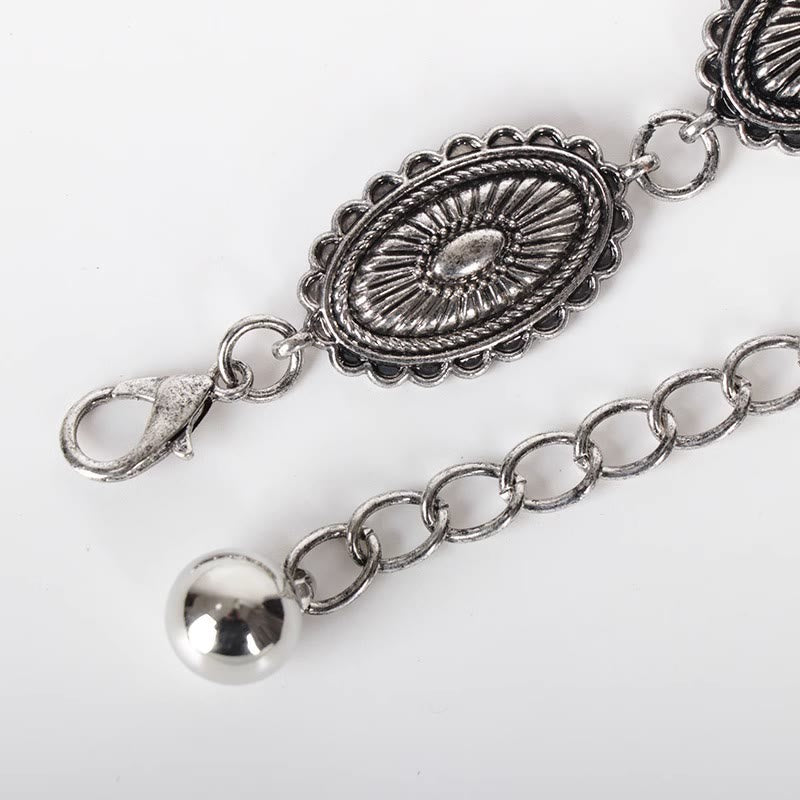 Ceinture ethnique vintage sculptée avec fermoir en métal