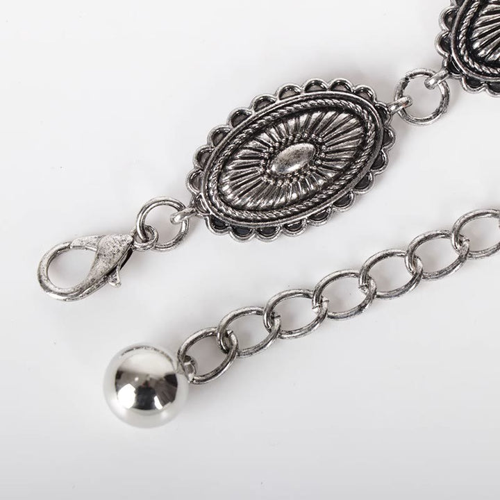 Ceinture ethnique vintage sculptée avec fermoir en métal