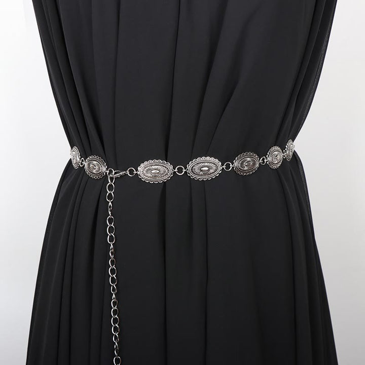 Ceinture ethnique vintage sculptée avec fermoir en métal