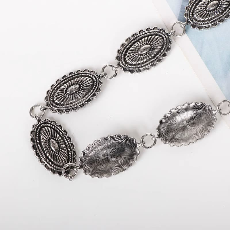Ceinture ethnique vintage sculptée avec fermoir en métal