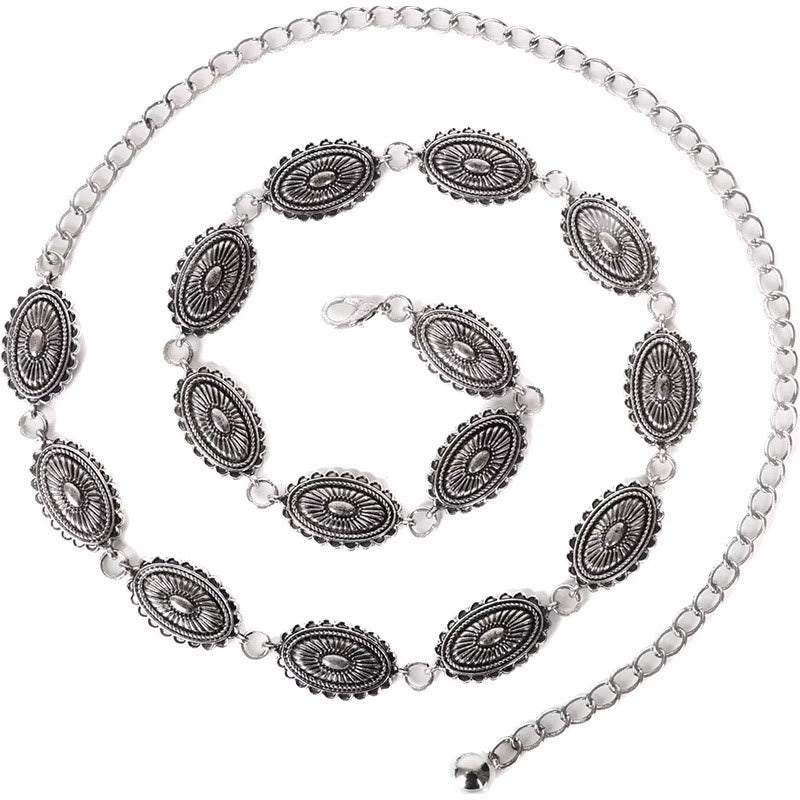 Ceinture ethnique vintage sculptée avec fermoir en métal