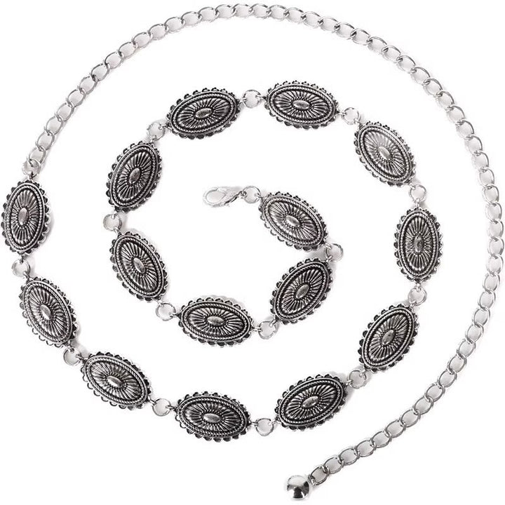 Ceinture ethnique vintage sculptée avec fermoir en métal