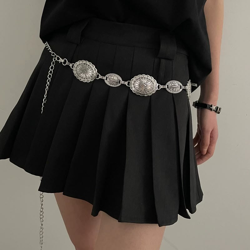 Ceinture en chaîne bohème sculptée ethnique vintage en métal