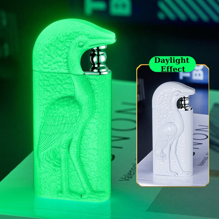 Briquet au butane rechargeable à double flamme en relief Grus Japonensis