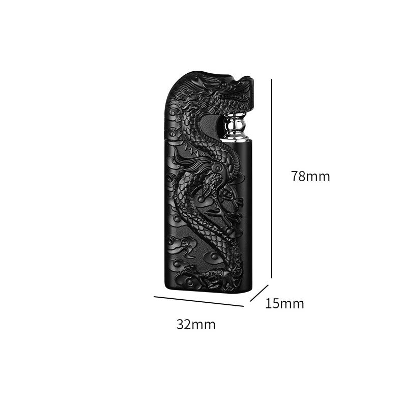 Briquet au butane rechargeable à double flamme en relief Vivid Dragon