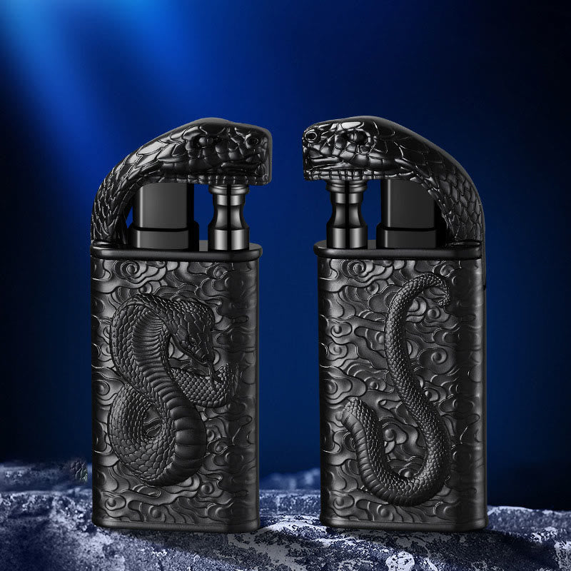 Briquet butane rechargeable à double flamme en relief motif crocodile sauvage