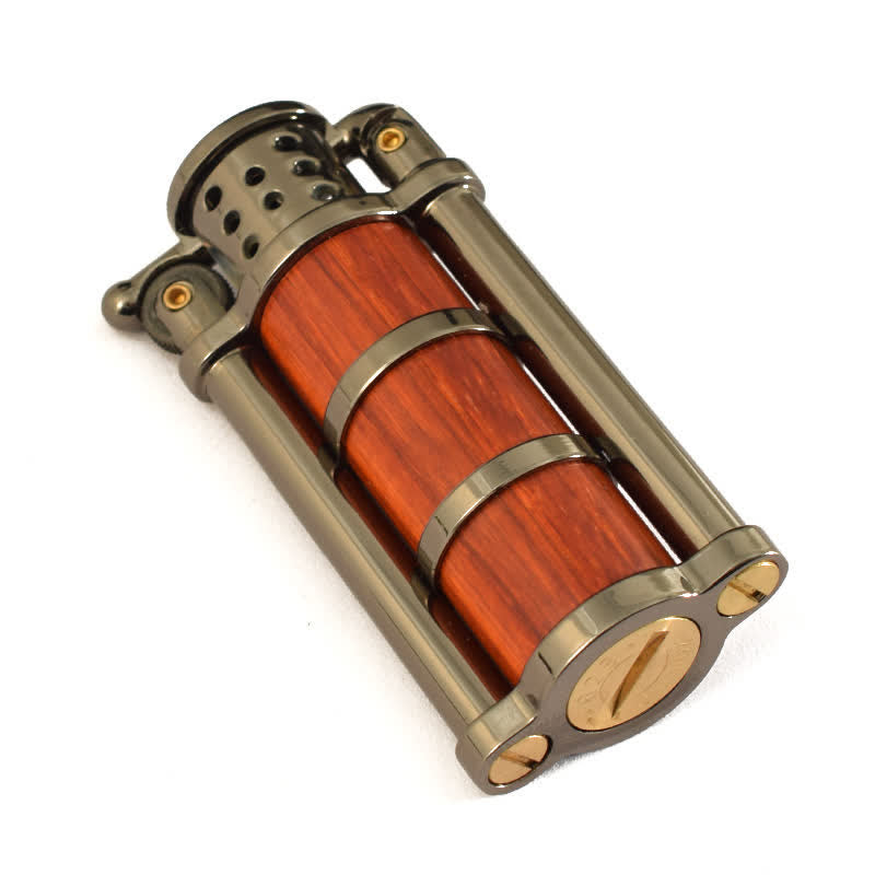 Briquet à huile rechargeable en forme de coquille en bois de style antique