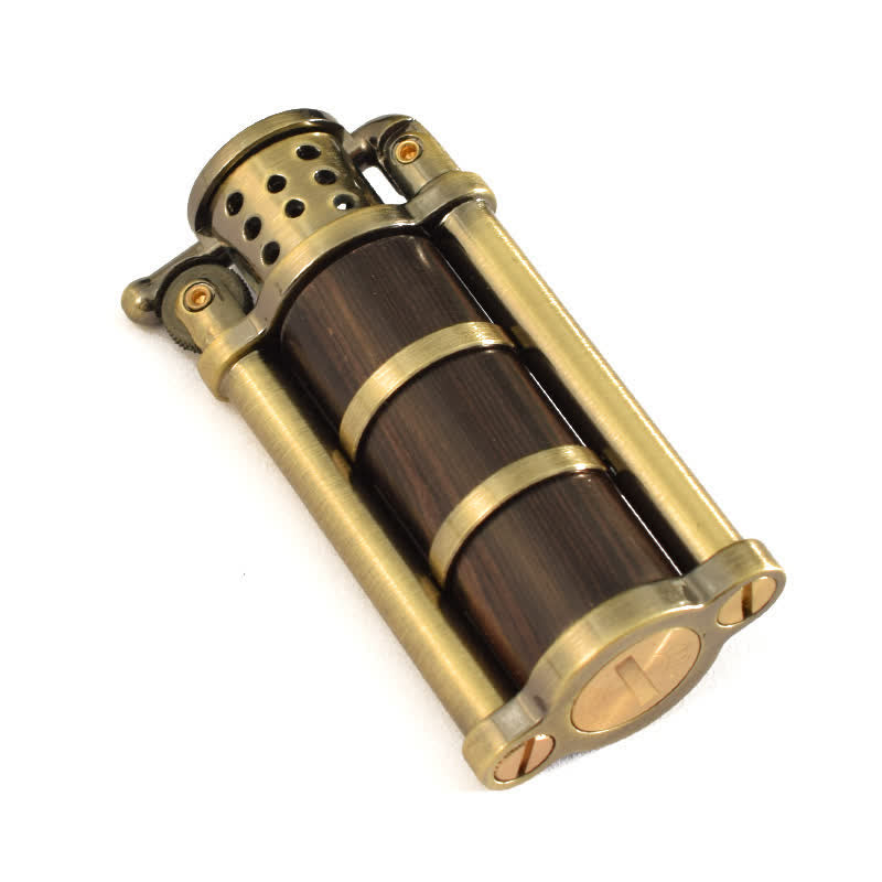 Briquet à huile rechargeable en forme de coquille en bois de style antique