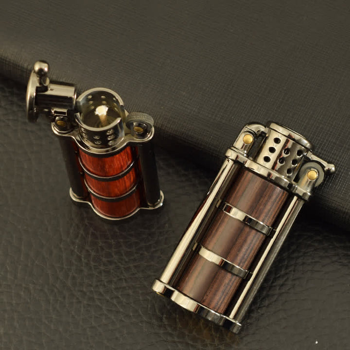 Briquet à huile rechargeable en forme de coquille en bois de style antique