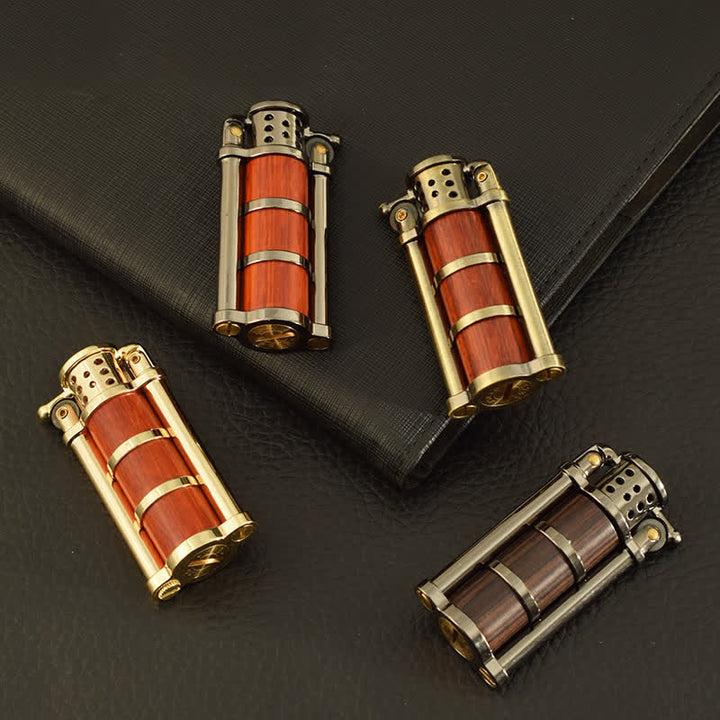Briquet à huile rechargeable en forme de coquille en bois de style antique