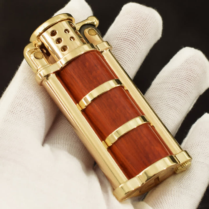 Briquet à huile rechargeable en forme de coquille en bois de style antique