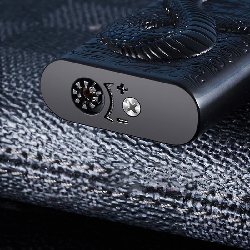 Briquet au butane rechargeable à double flamme en relief Serpent King