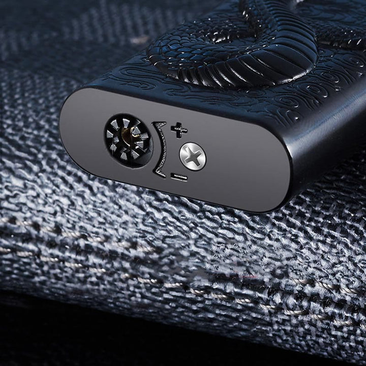 Briquet au butane rechargeable à double flamme en relief Serpent King