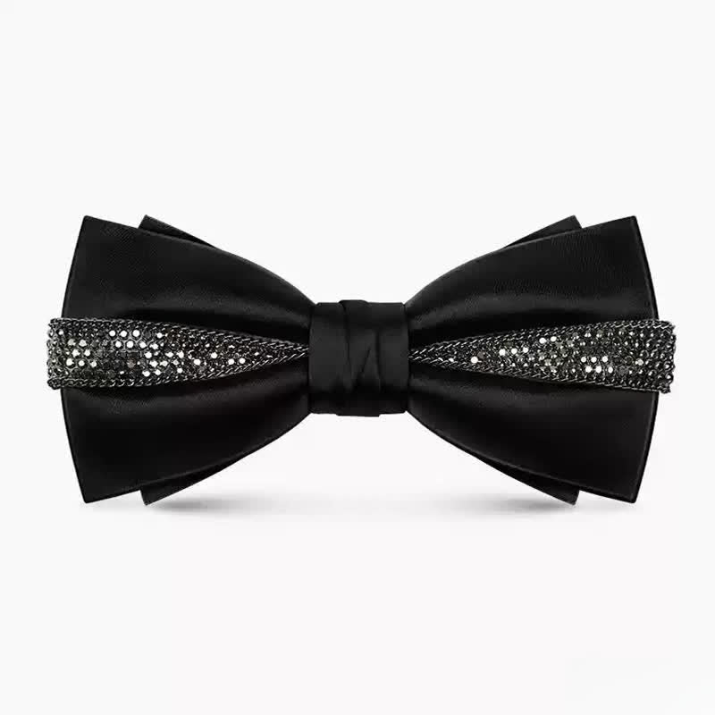 Nœud papillon luxueux en métal et strass scintillants pour homme