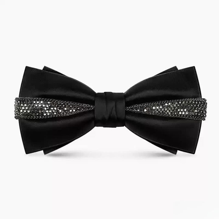 Nœud papillon luxueux en métal et strass scintillants pour homme