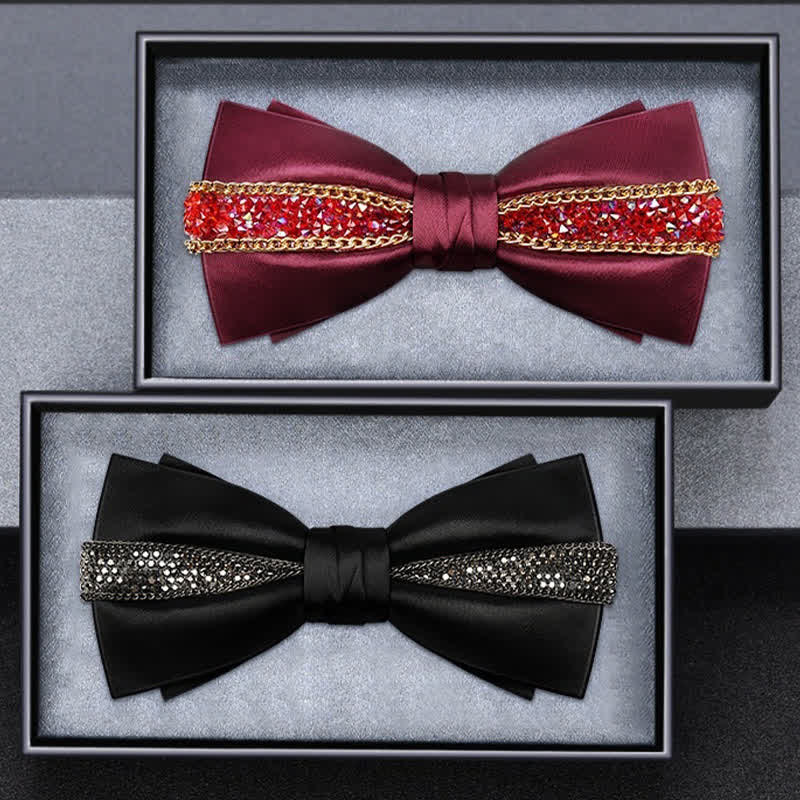 Nœud papillon luxueux en métal et strass scintillants pour homme