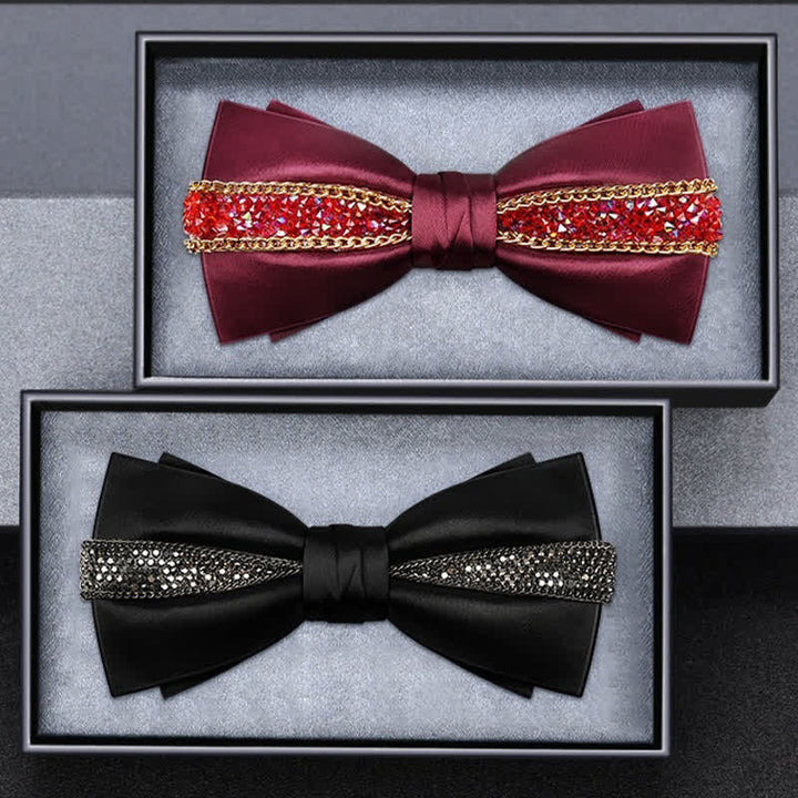 Nœud papillon luxueux en métal et strass scintillants pour homme