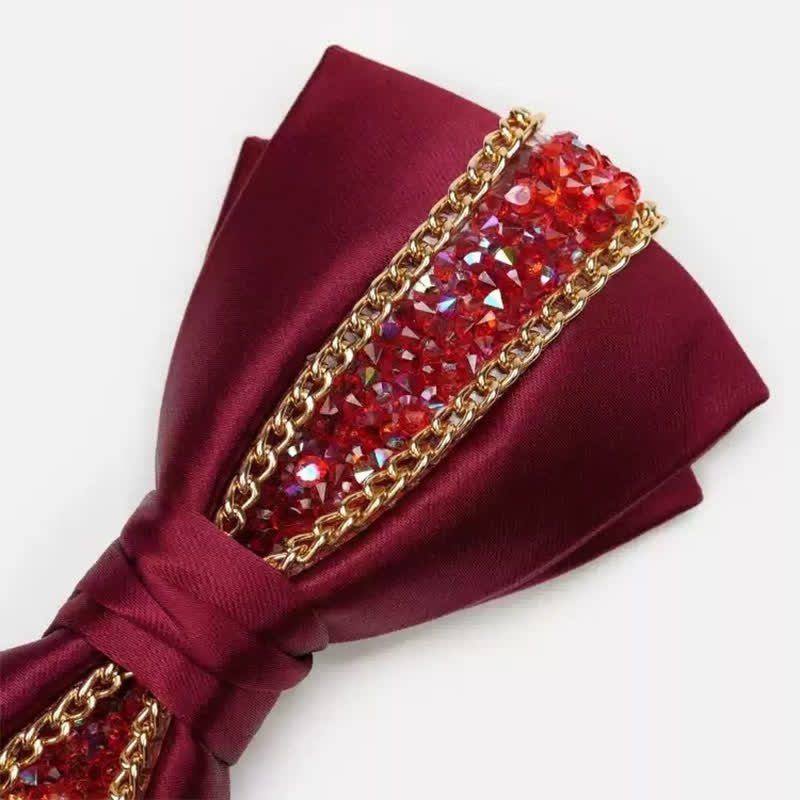 Nœud papillon luxueux en métal et strass scintillants pour homme